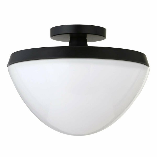 Hudson & Canal Henn w/ Hart  Durant Matte Black Semi Flush Mount Ceiling Light with White Milk Glass SF0804